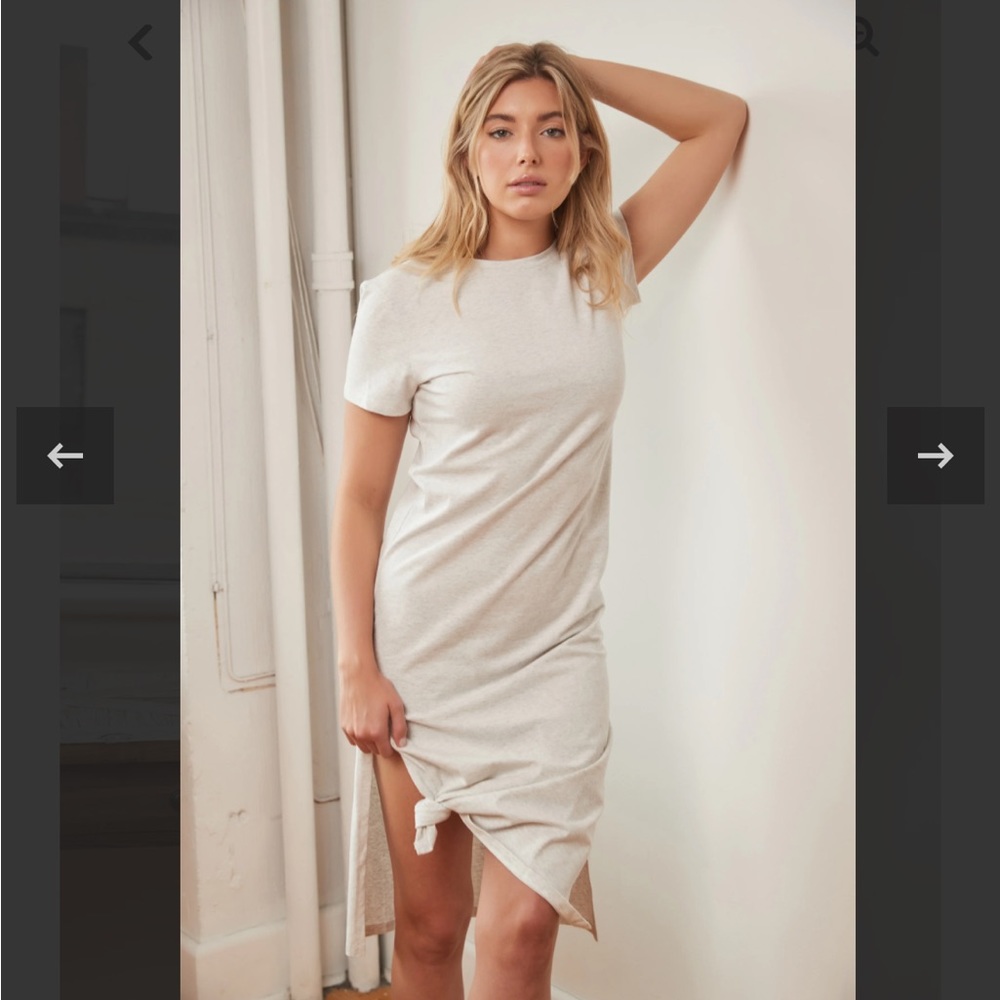 Melissa Nepton Yanni T Dress with Side Slits, in Oatmeal, Size M, NWT